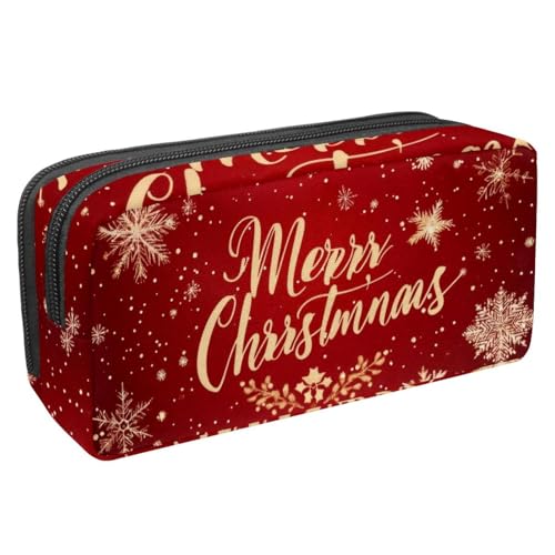 VAPOKF Federmäppchen, Federmäppchen, Schüler-Schreibwaren-Tasche für Teenager, Jungen, Mädchen, Schule, Bürobedarf – Frohe Weihnachten Schneeflocken, multi, 2.3x8.2x3.9in/6x21x10cm, Taschen-Organizer von VAPOKF