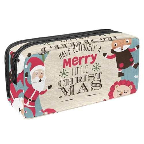 VAPOKF Federmäppchen, Federmäppchen, Schüler-Schreibwaren-Tasche für Teenager, Jungen, Mädchen, Schule, Bürobedarf – Frohe Weihnachten Tiere, multi, 2.3x8.2x3.9in/6x21x10cm, Taschen-Organizer von VAPOKF