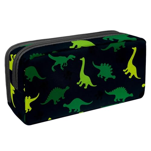 VAPOKF Federmäppchen, Federmäppchen, Schüler-Schreibwaren-Tasche für Teenager, Jungen, Mädchen, Schule, Bürobedarf – Gelb Grün Dinosaurier Muster Schwarz, multi, 2.3x8.2x3.9in/6x21x10cm von VAPOKF