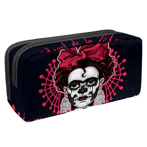VAPOKF Federmäppchen, Federmäppchen, Schüler-Schreibwaren-Tasche für Teenager, Jungen, Mädchen, Schule, Bürobedarf – Halloween-Make-up für Damen, multi, 2.3x8.2x3.9in/6x21x10cm, Taschen-Organizer von VAPOKF