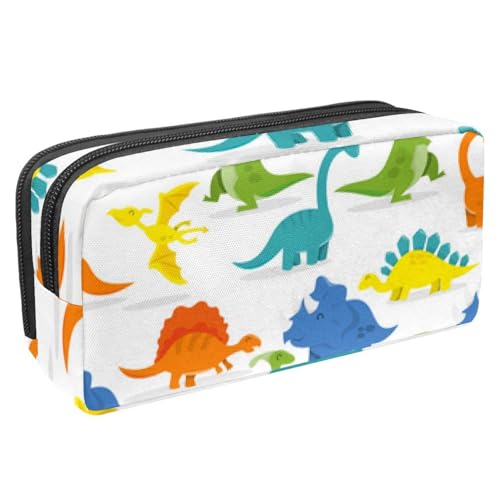 VAPOKF Federmäppchen, Federmäppchen, Schüler-Schreibwaren-Tasche für Teenager, Jungen, Mädchen, Schule, Bürobedarf – Happy Cartoon Dinosaurier, multi, 2.3x8.2x3.9in/6x21x10cm, Taschen-Organizer von VAPOKF
