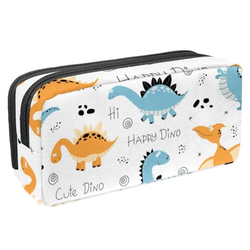 VAPOKF Federmäppchen, Federmäppchen, Schüler-Schreibwaren-Tasche für Teenager, Jungen, Mädchen, Schule, Bürobedarf – Hello Happy Dinosaurier, multi, 2.3x8.2x3.9in/6x21x10cm, Taschen-Organizer von VAPOKF