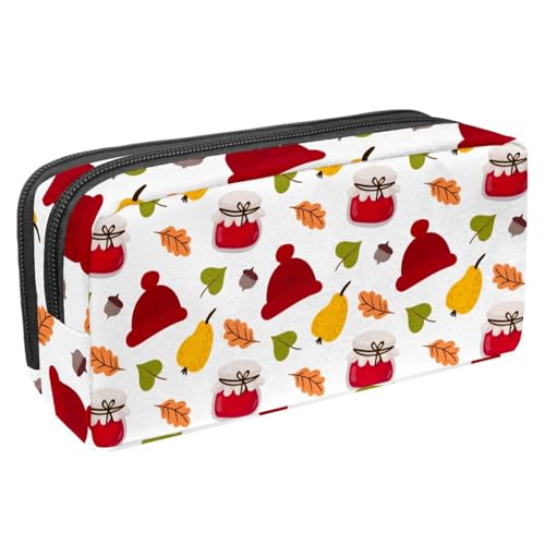 VAPOKF Federmäppchen, Federmäppchen, Schüler-Schreibwaren-Tasche für Teenager, Jungen, Mädchen, Schule, Bürobedarf – Herbst-Strickmütze und Marmelade, multi, 2.3x8.2x3.9in/6x21x10cm, Taschen-Organizer von VAPOKF