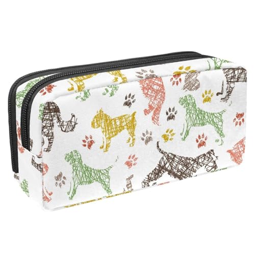 VAPOKF Federmäppchen, Federmäppchen, Schüler-Schreibwaren-Tasche für Teenager, Jungen, Mädchen, Schule, Bürobedarf – Hunde- und Haustier-Fußabdrücke, multi, 2.3x8.2x3.9in/6x21x10cm, Taschen-Organizer von VAPOKF