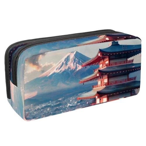 VAPOKF Federmäppchen, Federmäppchen, Schüler-Schreibwaren-Tasche für Teenager, Jungen, Mädchen, Schule, Bürobedarf – Japanischer Tempelhalter Fuji, multi, 2.3x8.2x3.9in/6x21x10cm, Taschen-Organizer von VAPOKF