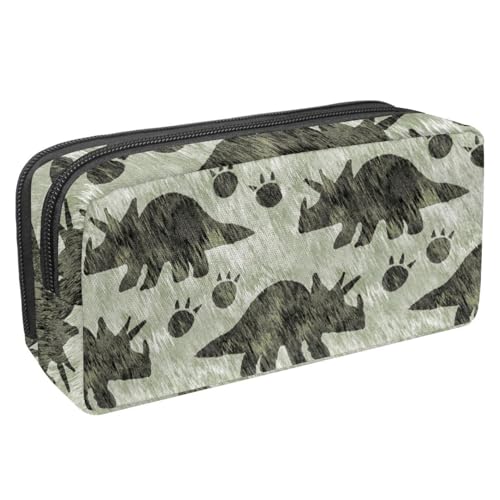 VAPOKF Federmäppchen, Federmäppchen, Schüler-Schreibwaren-Tasche für Teenager, Jungen, Mädchen, Schule, Bürobedarf – Jurassic Triceratops Dinosaurier-Silhouette, multi, 2.3x8.2x3.9in/6x21x10cm, von VAPOKF
