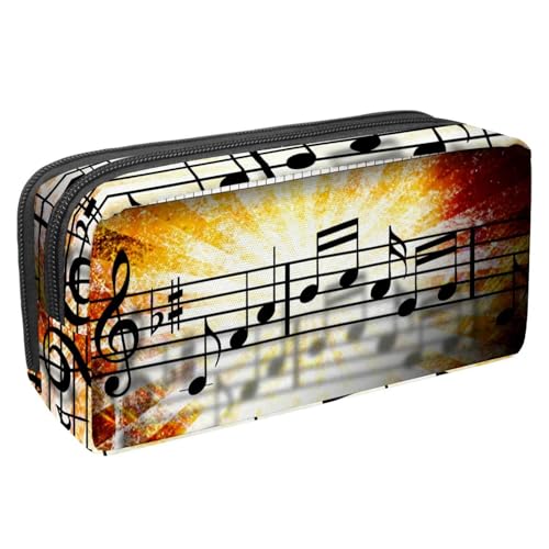 VAPOKF Federmäppchen, Federmäppchen, Schüler-Schreibwaren-Tasche für Teenager, Jungen, Mädchen, Schule, Bürobedarf – Klavier und Grunge Musiknotenpersonal, multi, 2.3x8.2x3.9in/6x21x10cm, von VAPOKF