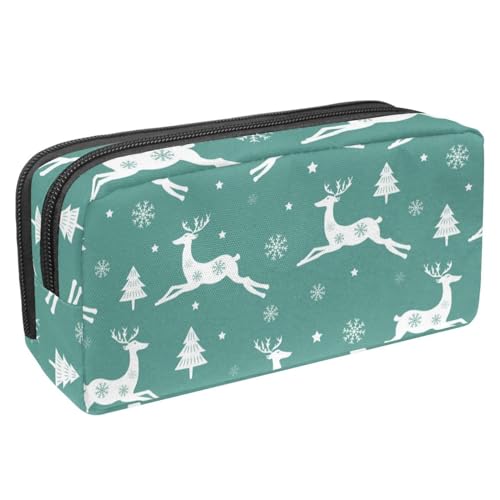 VAPOKF Federmäppchen, Federmäppchen, Schüler-Schreibwaren-Tasche für Teenager, Jungen, Mädchen, Schule, Bürobedarf – Laufendes Weihnachts-Rentier, multi, 2.3x8.2x3.9in/6x21x10cm, Taschen-Organizer von VAPOKF