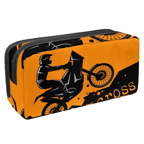 VAPOKF Federmäppchen, Federmäppchen, Schüler-Schreibwaren-Tasche für Teenager, Jungen, Mädchen, Schule, Bürobedarf – Motocross-Fahrer, multi, 2.3x8.2x3.9in/6x21x10cm, Taschen-Organizer von VAPOKF
