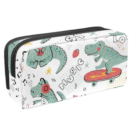 VAPOKF Federmäppchen, Federmäppchen, Schüler-Schreibwaren-Tasche für Teenager, Jungen, Mädchen, Schule, Bürobedarf – Musikliebhaber, Dinosaurier, Skateboard, Dino-Muster, multi, von VAPOKF
