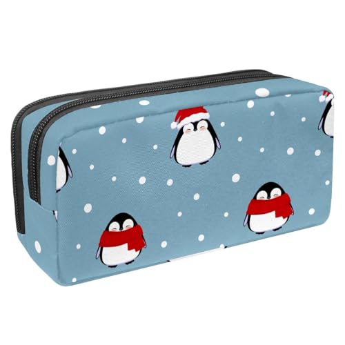 VAPOKF Federmäppchen, Federmäppchen, Schüler-Schreibwaren-Tasche für Teenager, Jungen, Mädchen, Schule, Bürobedarf – Pinguin mit rotem Schal im Schnee, multi, 2.3x8.2x3.9in/6x21x10cm, von VAPOKF