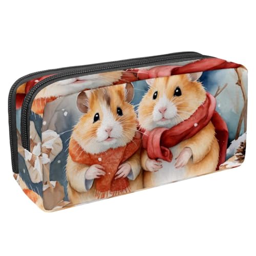 VAPOKF Federmäppchen, Federmäppchen, Schüler-Schreibwaren-Tasche für Teenager, Jungen, Mädchen, Schule, Bürobedarf – Roter Schal Hamster, multi, 2.3x8.2x3.9in/6x21x10cm, Taschen-Organizer von VAPOKF
