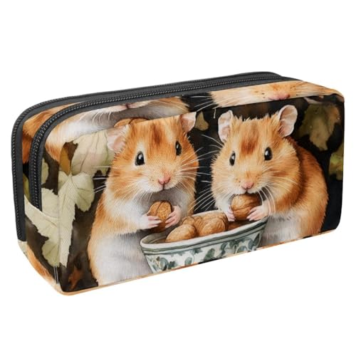 VAPOKF Federmäppchen, Federmäppchen, Schüler-Schreibwaren-Tasche für Teenager, Jungen, Mädchen, Schule, Bürobedarf – Schale mit Nüssen, Hamster, multi, 2.3x8.2x3.9in/6x21x10cm, Taschen-Organizer von VAPOKF