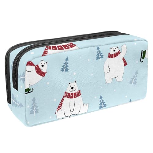 VAPOKF Federmäppchen, Federmäppchen, Schüler-Schreibwaren-Tasche für Teenager, Jungen, Mädchen, Schule, Bürobedarf – Skating-Schal, Eisbär, multi, 2.3x8.2x3.9in/6x21x10cm, Taschen-Organizer von VAPOKF