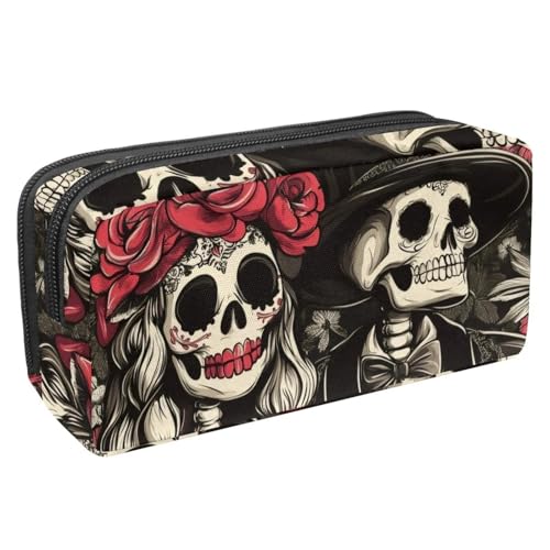VAPOKF Federmäppchen, Federmäppchen, Schüler-Schreibwaren-Tasche für Teenager, Jungen, Mädchen, Schule, Bürobedarf – Skelett-Doppelhochzeit, multi, 2.3x8.2x3.9in/6x21x10cm, Taschen-Organizer von VAPOKF