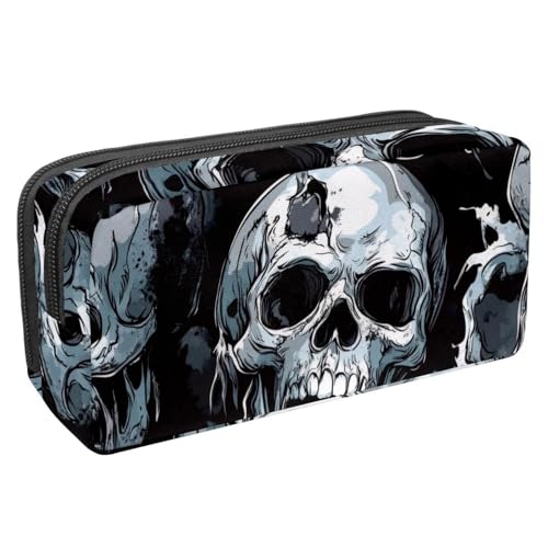 VAPOKF Federmäppchen, Federmäppchen, Schüler-Schreibwaren-Tasche für Teenager, Jungen, Mädchen, Schule, Bürobedarf – Totenköpfe, multi, 2.3x8.2x3.9in/6x21x10cm, Taschen-Organizer von VAPOKF