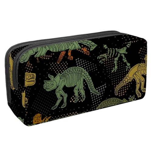 VAPOKF Federmäppchen, Federmäppchen, Schüler-Schreibwaren-Tasche für Teenager, Jungen, Mädchen, Schule, Bürobedarf – Tyrannosaurer-Dinosaurier-Skelettknochen, multi, 2.3x8.2x3.9in/6x21x10cm, von VAPOKF