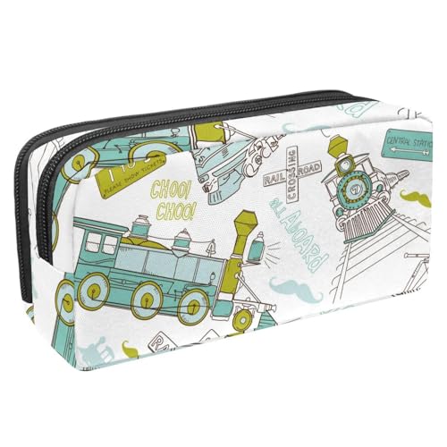 VAPOKF Federmäppchen, Federmäppchen, Schüler-Schreibwaren-Tasche für Teenager, Jungen, Mädchen, Schule, Bürobedarf – Vinatge Dampfzug und Eisenbahn, multi, 2.3x8.2x3.9in/6x21x10cm, Taschen-Organizer von VAPOKF