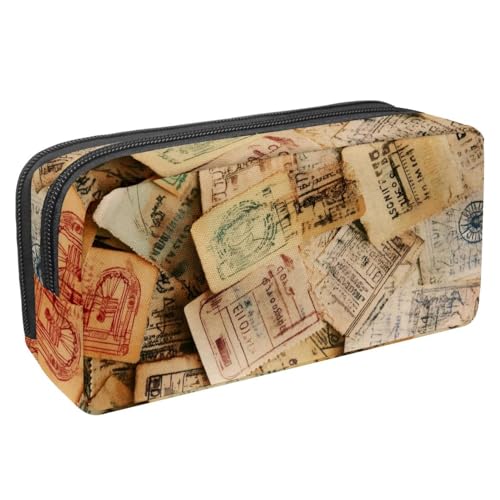VAPOKF Federmäppchen, Federmäppchen, Schüler-Schreibwaren-Tasche für Teenager, Jungen, Mädchen, Schule, Bürobedarf – Vintage-Stempel, multi, 2.3x8.2x3.9in/6x21x10cm, Taschen-Organizer VAPOKF Federmäppchen, Federmäppchen, Schüler-Schreibwaren-Tasche für Teenager, Jungen, Mädchen, Schule, Bürobedarf – Vintage-Stempel, multi, 2.3x8.2x3.9in/6x21x10cm, Taschen-Organizer von VAPOKF