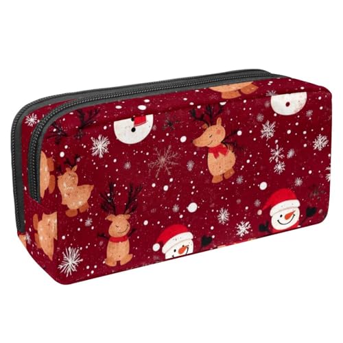 VAPOKF Federmäppchen, Federmäppchen, Schüler-Schreibwaren-Tasche für Teenager, Jungen, Mädchen, Schule, Bürobedarf – Weihnachten, Schneemas, Rentiere, Schneeflocken, multi, 2.3x8.2x3.9in/6x21x10cm, von VAPOKF