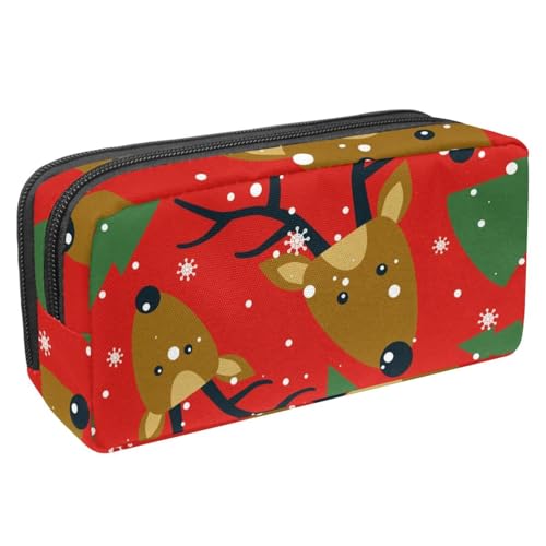 VAPOKF Federmäppchen, Federmäppchen, Schüler-Schreibwaren-Tasche für Teenager, Jungen, Mädchen, Schule, Bürobedarf – Weihnachts-Hirschbaum, Schneeflocke, multi, 2.3x8.2x3.9in/6x21x10cm, von VAPOKF
