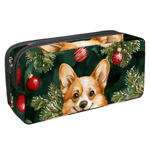 VAPOKF Federmäppchen, Federmäppchen, Schüler-Schreibwaren-Tasche für Teenager, Jungen, Mädchen, Schule, Bürobedarf – Weihnachts-Korgis und Glocken, multi, 2.3x8.2x3.9in/6x21x10cm, Taschen-Organizer von VAPOKF