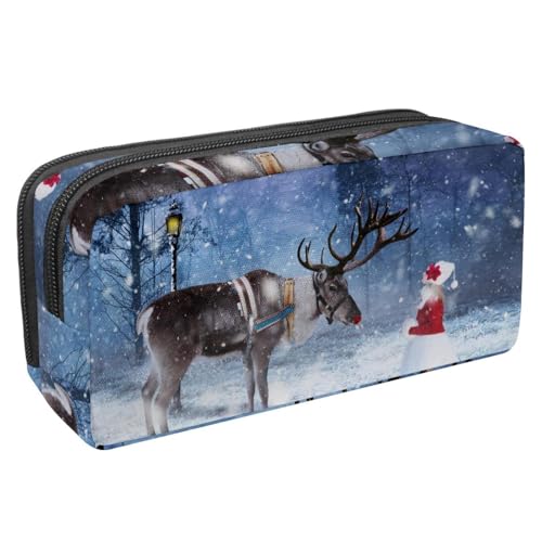 VAPOKF Federmäppchen, Federmäppchen, Schüler-Schreibwaren-Tasche für Teenager, Jungen, Mädchen, Schule, Bürobedarf – Weihnachts-Rentier, multi, 2.3x8.2x3.9in/6x21x10cm, Taschen-Organizer von VAPOKF