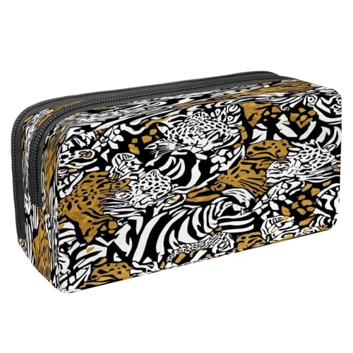 VAPOKF Federmäppchen, Federmäppchen, Schüler-Schreibwaren-Tasche für Teenager, Jungen, Mädchen, Schule, Bürobedarf – abstraktes Tiger-Zebra-Haut von VAPOKF