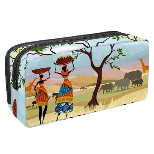 VAPOKF Federmäppchen, Federmäppchen, Schüler-Schreibwaren-Tasche für Teenager, Jungen, Mädchen, Schule, Bürobedarf – afrikanische Frauen in Berglandschaft, multi, 2.3x8.2x3.9in/6x21x10cm, von VAPOKF