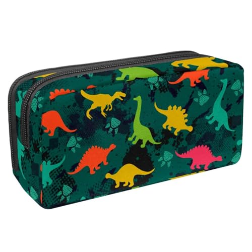 VAPOKF Federmäppchen, Federmäppchen, Schüler-Schreibwaren-Tasche für Teenager, Jungen, Mädchen, Schule, Bürobedarf – farbige Dinosaurier, multi, 2.3x8.2x3.9in/6x21x10cm, Taschen-Organizer von VAPOKF