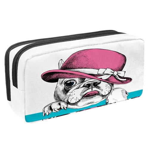 VAPOKF Federmäppchen, Federmäppchen, Schüler-Schreibwaren-Tasche für Teenager, Jungen, Mädchen, Schule, Bürobedarf – lustiger Mops mit Hut, multi, 2.3x8.2x3.9in/6x21x10cm, Taschen-Organizer von VAPOKF