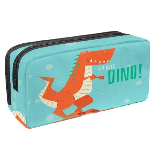 VAPOKF Federmäppchen, Federmäppchen, Schüler-Schreibwaren-Tasche für Teenager, Jungen, Mädchen, Schule, Bürobedarf – niedlicher Dinosaurier, multi, 2.3x8.2x3.9in/6x21x10cm, Taschen-Organizer von VAPOKF