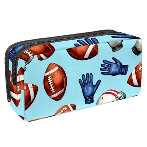 VAPOKF Federmäppchen, Federmäppchen, Schüler-Schreibwaren-Tasche mit Reißverschluss, für Jungen und Mädchen, Schul- und Bürobedarf, American Footbälle, Helme, Handschuhe von VAPOKF