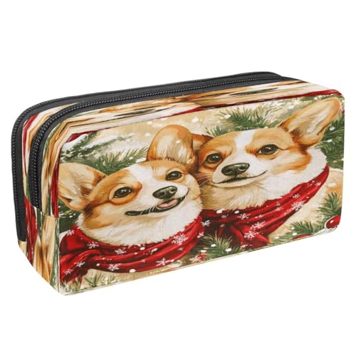 VAPOKF Federmäppchen, Federmäppchen, Schüler-Schreibwaren-Tasche mit Reißverschluss, für Jungen und Mädchen, Schul- und Bürobedarf, Aquarell-Weihnachts-Korgis, multi, 2.3x8.2x3.9in/6x21x10cm von VAPOKF