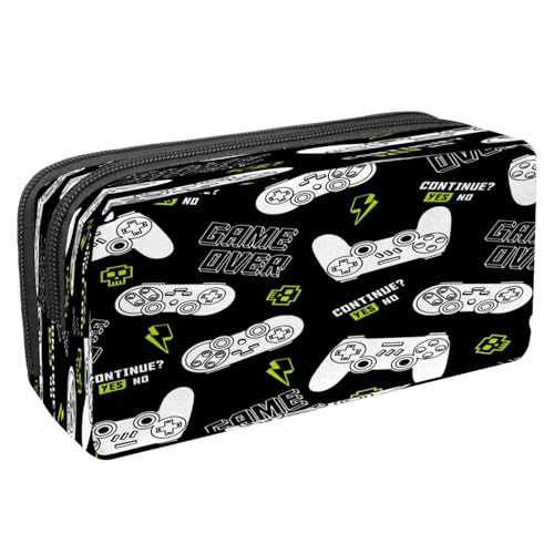 VAPOKF Federmäppchen, Federmäppchen, Schüler-Schreibwaren-Tasche mit Reißverschluss, für Jungen und Mädchen, Schul- und Bürobedarf, Bulldozer, Traktorautos, Game-Controller-Joystick, 2.3x8.2x3.9in von VAPOKF