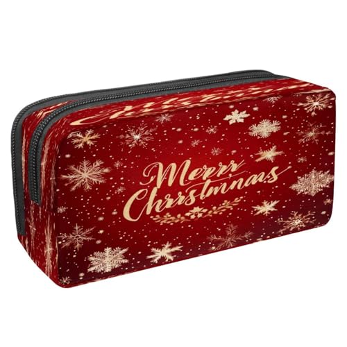 VAPOKF Federmäppchen, Federmäppchen, Schüler-Schreibwaren-Tasche mit Reißverschluss, für Jungen und Mädchen, Schul- und Bürobedarf, Frohe Weihnachten, Schneeflocken, multi, 2.3x8.2x3.9in/6x21x10cm von VAPOKF