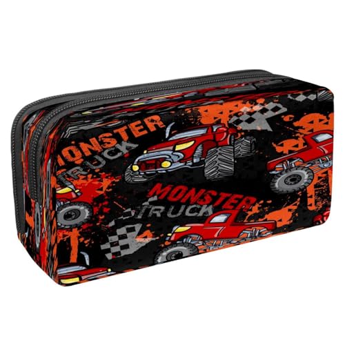 VAPOKF Federmäppchen, Federmäppchen, Schüler-Schreibwaren-Tasche mit Reißverschluss, für Jungen und Mädchen, Schul- und Bürobedarf, Fußball fliegt durch die Wand, Grunge Auto LKW, von VAPOKF