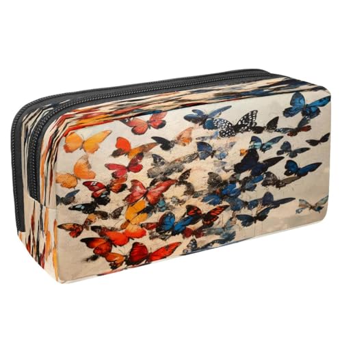 VAPOKF Federmäppchen, Federmäppchen, Schüler-Schreibwaren-Tasche mit Reißverschluss, für Jungen und Mädchen, Schul- und Bürobedarf, Grunge-Schmetterling, multi, 2.3x8.2x3.9in/6x21x10cm, Federmäppchen von VAPOKF