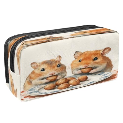 VAPOKF Federmäppchen, Federmäppchen, Schüler-Schreibwaren-Tasche mit Reißverschluss, für Jungen und Mädchen, Schul- und Bürobedarf, Hamster essen Nüsse in der Schale, multi, 2.3x8.2x3.9in/6x21x10cm von VAPOKF