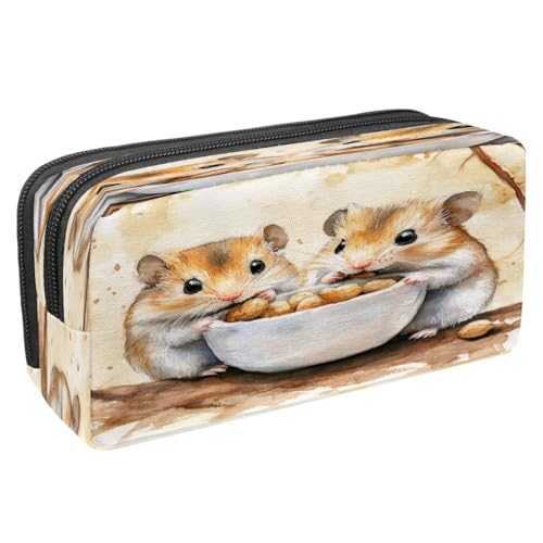 VAPOKF Federmäppchen, Federmäppchen, Schüler-Schreibwaren-Tasche mit Reißverschluss, für Jungen und Mädchen, Schul- und Bürobedarf, Hamster und Nüsse in Schale, multi, 2.3x8.2x3.9in/6x21x10cm von VAPOKF
