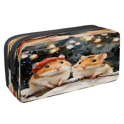 VAPOKF Federmäppchen, Federmäppchen, Schüler-Schreibwaren-Tasche mit Reißverschluss, für Jungen und Mädchen, Schul- und Bürobedarf, Roter Hut Hamster, multi, 2.3x8.2x3.9in/6x21x10cm, Federmäppchen von VAPOKF
