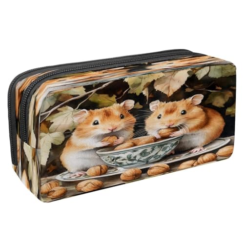 VAPOKF Federmäppchen, Federmäppchen, Schüler-Schreibwaren-Tasche mit Reißverschluss, für Jungen und Mädchen, Schul- und Bürobedarf, Schale mit Nüssen, Hamster, multi, 2.3x8.2x3.9in/6x21x10cm von VAPOKF