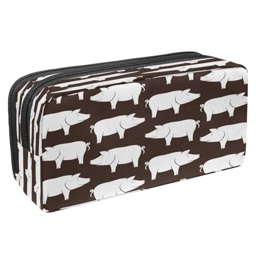 VAPOKF Federmäppchen, Federmäppchen, Schüler-Schreibwaren-Tasche mit Reißverschluss, für Jungen und Mädchen, Schul- und Bürobedarf, Schweine-Silhouetten-Muster, Happy Pigs auf braun, VAPOKF Federmäppchen, Federmäppchen, Schüler-Schreibwaren-Tasche mit Reißverschluss, für Jungen und Mädchen, Schul- und Bürobedarf, Schweine-Silhouetten-Muster, Happy Pigs auf braun, von VAPOKF