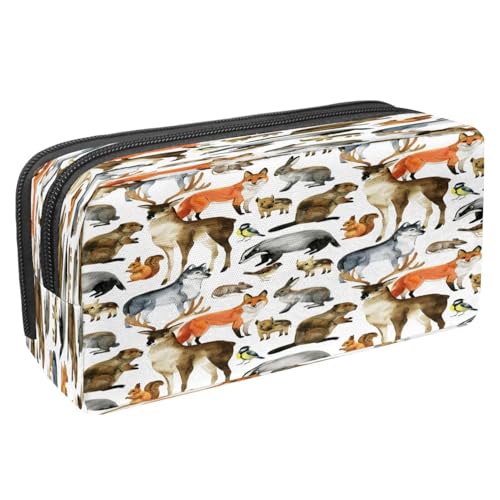 VAPOKF Federmäppchen, Federmäppchen, Schüler-Schreibwaren-Tasche mit Reißverschluss, für Jungen und Mädchen, Schul- und Bürobedarf, Tyrannosaurer-Dinosaurier-Skelett, tropisches Blatt, Handbemaltes von VAPOKF