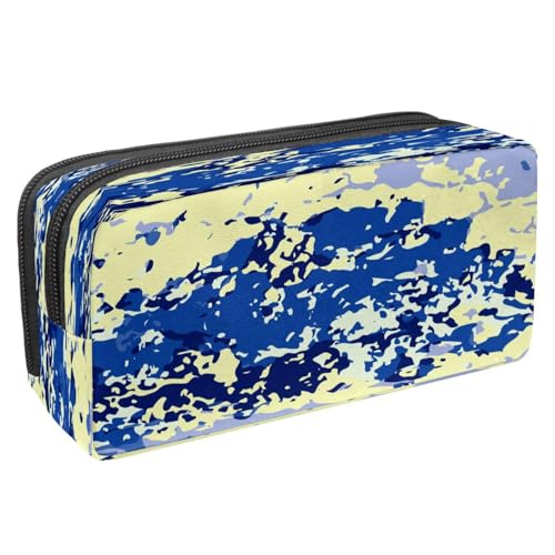 VAPOKF Federmäppchen, Federmäppchen, Schüler-Schreibwaren-Tasche mit Reißverschluss, für Jungen und Mädchen, Schul- und Bürobedarf, blaue Farbspritzer, Abstrakter Grunge-Hintergrund, 2.3x8.2x3.9in von VAPOKF