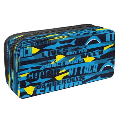 VAPOKF Federmäppchen, Federmäppchen, Schüler-Schreibwaren-Tasche mit Reißverschluss, für Jungen und Mädchen, Schul- und Bürobedarf, blaue Haie und Blasen, Grunge Shark Dangerous, VAPOKF Federmäppchen, Federmäppchen, Schüler-Schreibwaren-Tasche mit Reißverschluss, für Jungen und Mädchen, Schul- und Bürobedarf, blaue Haie und Blasen, Grunge Shark Dangerous, von VAPOKF