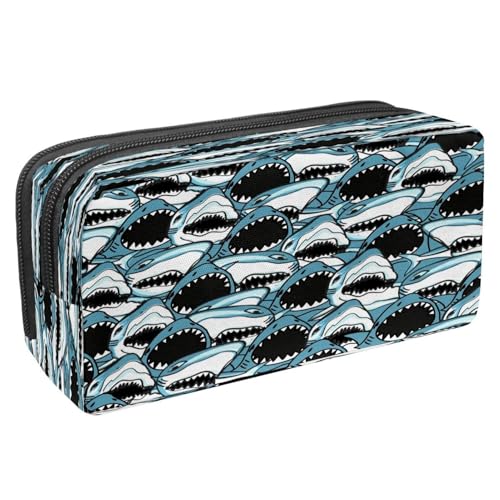 VAPOKF Federmäppchen, Federmäppchen, Schüler-Schreibwaren-Tasche mit Reißverschluss, für Jungen und Mädchen, Schul- und Bürobedarf, nahtloses Hai-Muster, Marine Life Angry Shark, VAPOKF Federmäppchen, Federmäppchen, Schüler-Schreibwaren-Tasche mit Reißverschluss, für Jungen und Mädchen, Schul- und Bürobedarf, nahtloses Hai-Muster, Marine Life Angry Shark, von VAPOKF