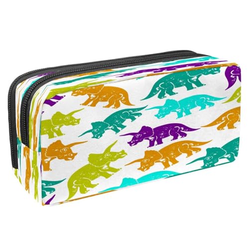 VAPOKF Federmäppchen, Federmäppchen, Schüler-Schreibwaren-Tasche mit Reißverschluss, für Jungen und Mädchen, Schul- und Bürobedarf, niedliche Katzen, Bunter Triceratops-Dinosaurier, 2.3x8.2x3.9in von VAPOKF