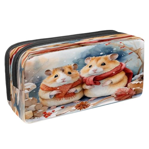 VAPOKF Federmäppchen, Federmäppchen, Schüler-Schreibwaren-Tasche mit Reißverschluss, für Jungen und Mädchen, Schul- und Bürobedarf, roter Schal, Hamster, multi, 2.3x8.2x3.9in/6x21x10cm, Federmäppchen von VAPOKF