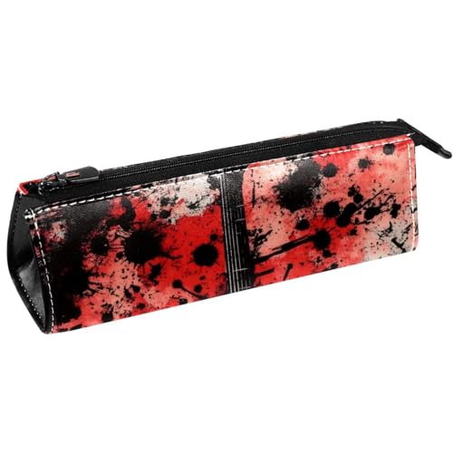 VAPOKF Federmäppchen, Motiv: Gitarre auf Grunge, Schwarz und Rot, Schreibwaren-Tasche, Kosmetiktasche, kompakte Reißverschlusstasche von VAPOKF